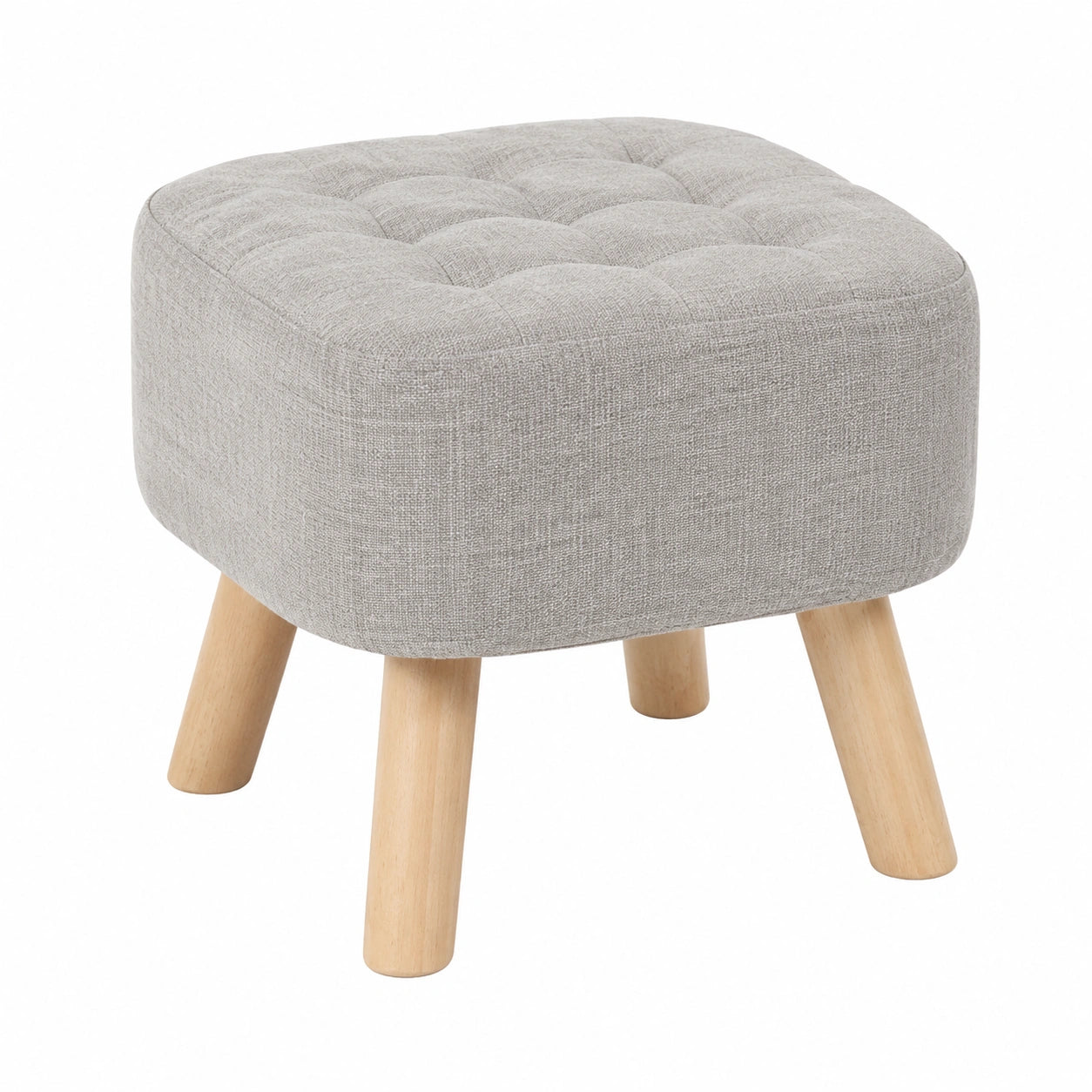 AVDHOME Puf Cuadrado Acolchado de Algodón con Patas Montables 40x40 cm (Gris)