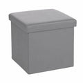 Puff Otomano Cuadrado Plegable con Almacenaje 38x38x38 cm, Color Gris PVC