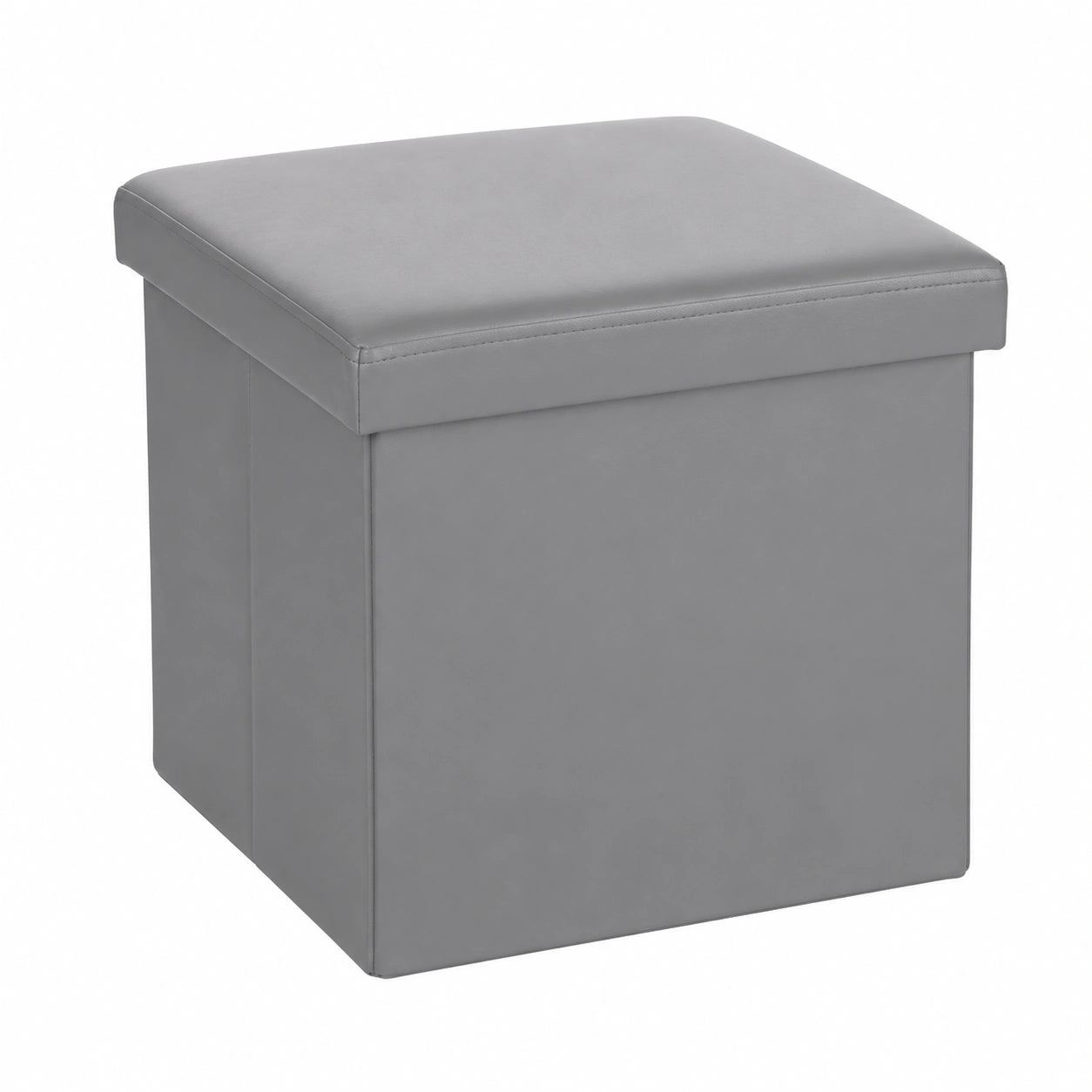 Puff Otomano Cuadrado Plegable con Almacenaje 38x38x38 cm, Color Gris PVC