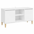 Mesa de TV Blanca de Madera Maciza para Sala de Estar 103,5x35x50 cm