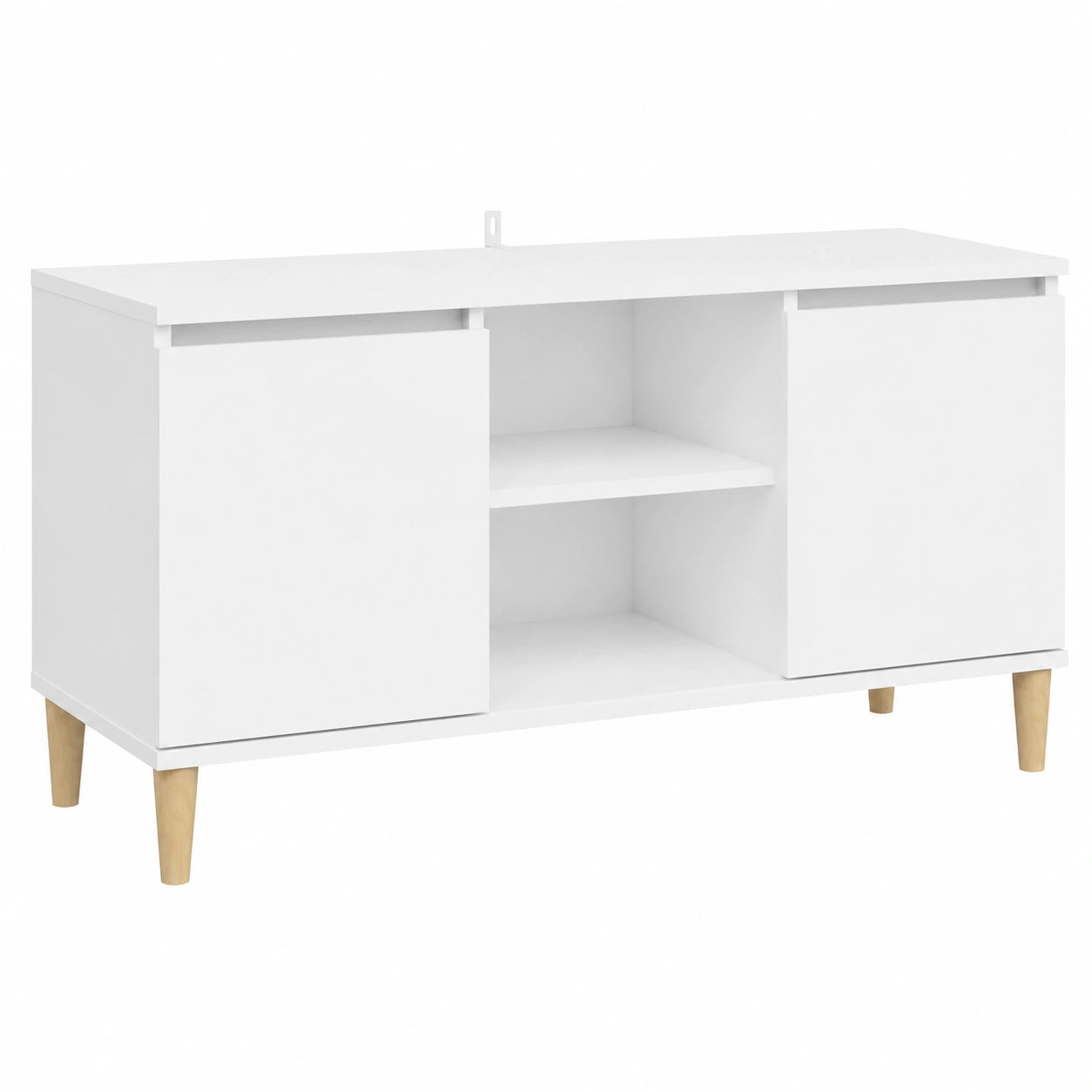 Mesa de TV Blanca de Madera Maciza para Sala de Estar 103,5x35x50 cm