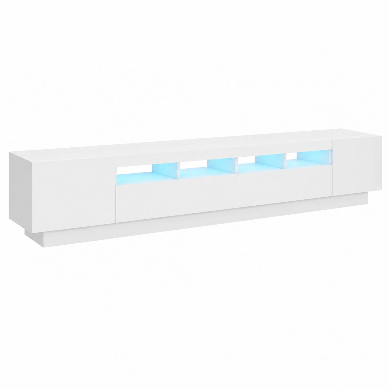 Mueble TV Blanco con LED y Estantes para Salón 260x35x40 cm