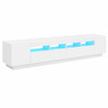 Mueble de TV con Luces LED y Estantería Blanca 300x35x40 cm para Salón