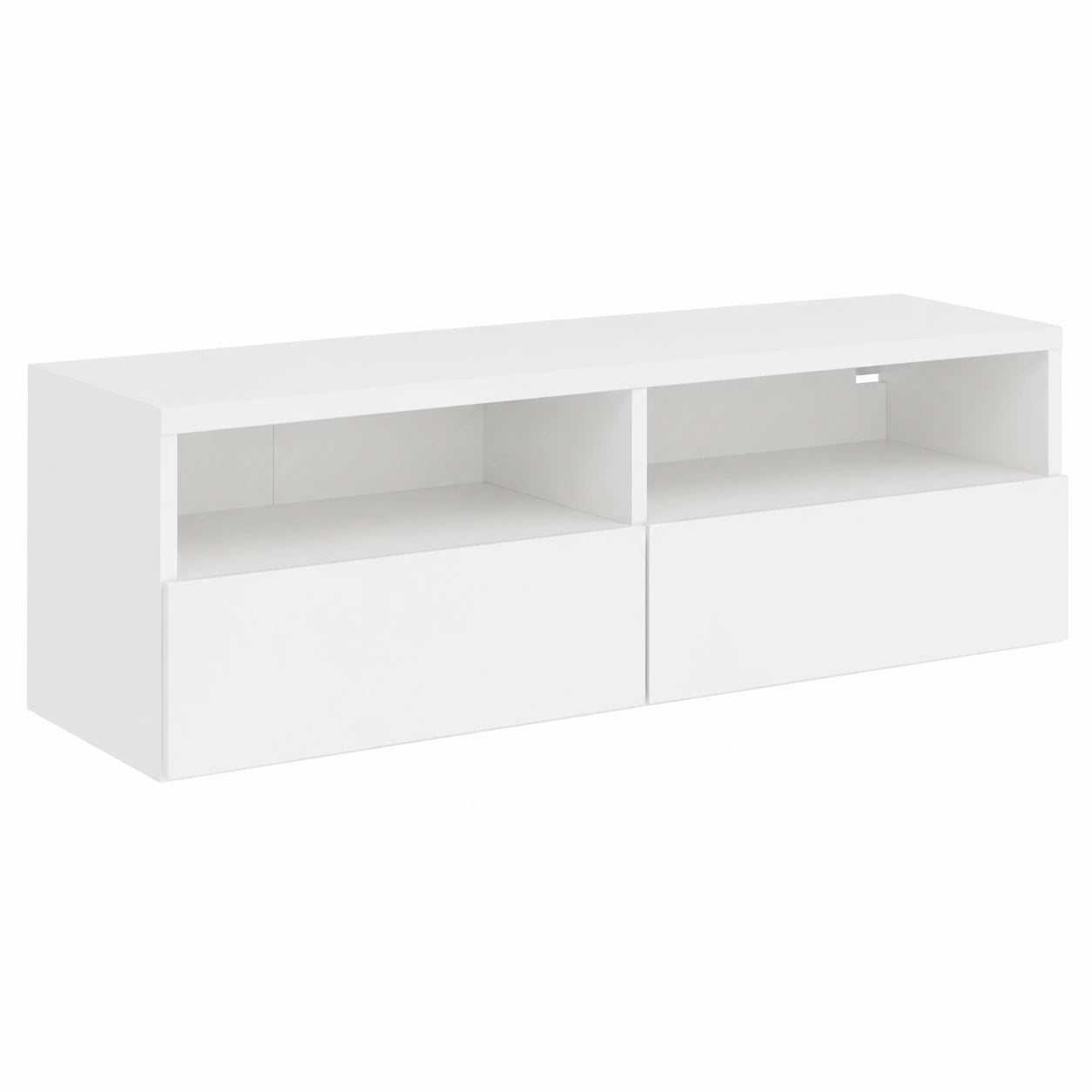 Estantería Flotante de Pared para TV de Madera Blanca con Almacenaje