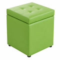 Puf Otomano de Almacenamiento Negro 30x30x35 cm con Tapa de Bisagra