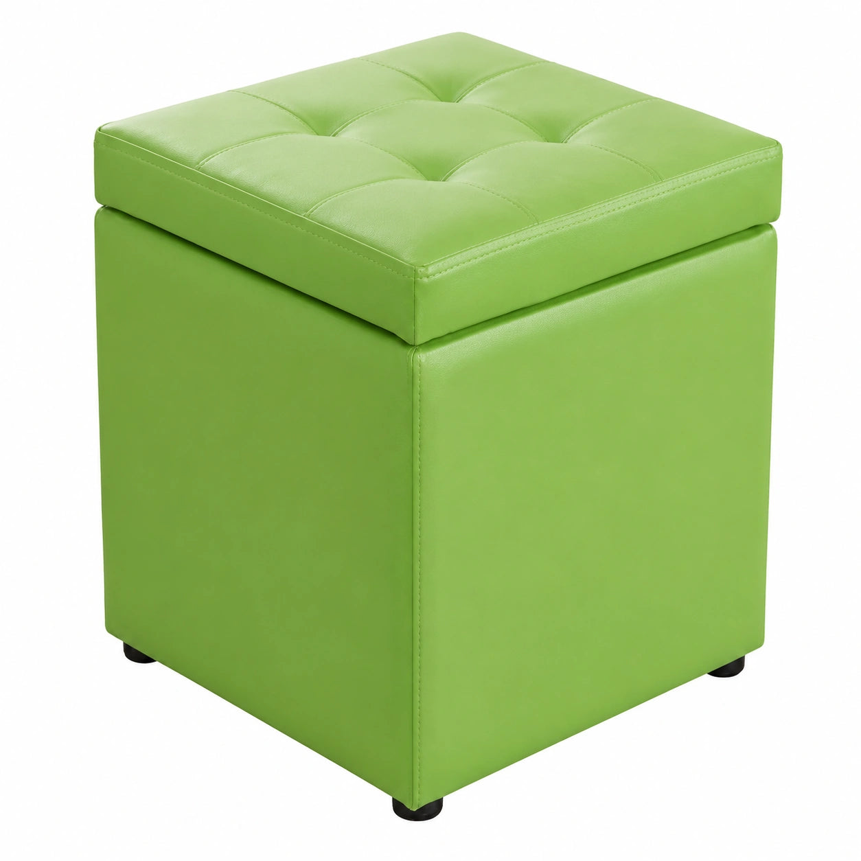 Puf Otomano de Almacenamiento Negro 30x30x35 cm con Tapa de Bisagra