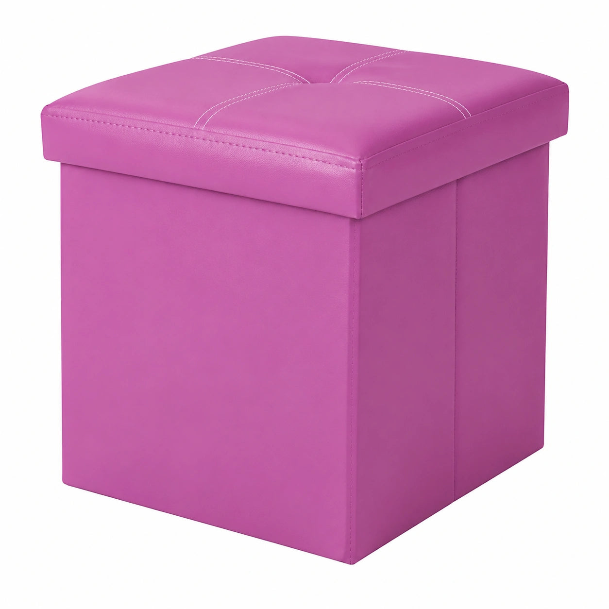 Taburete puf plegable con almacenamiento de cuero