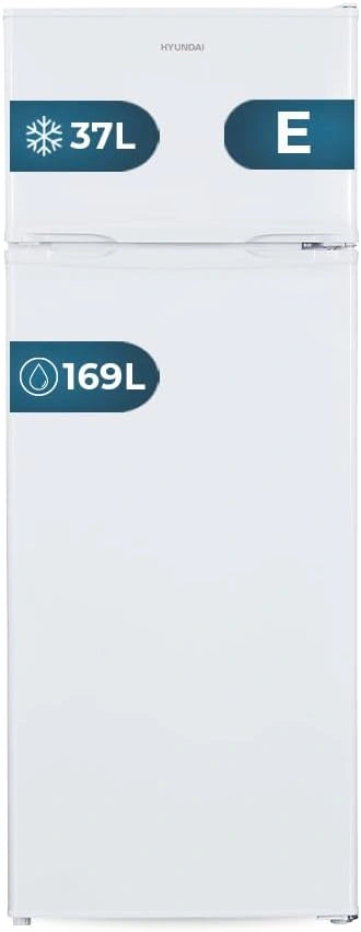 Frigor¨ªfico Hyundai 206L Blanco, 2 Puertas, Puerta Reversible, Eficiencia Energ¨¦tica E