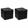 Conjunto de 2 Pufs Cubo de Cuero Sintético Negro
