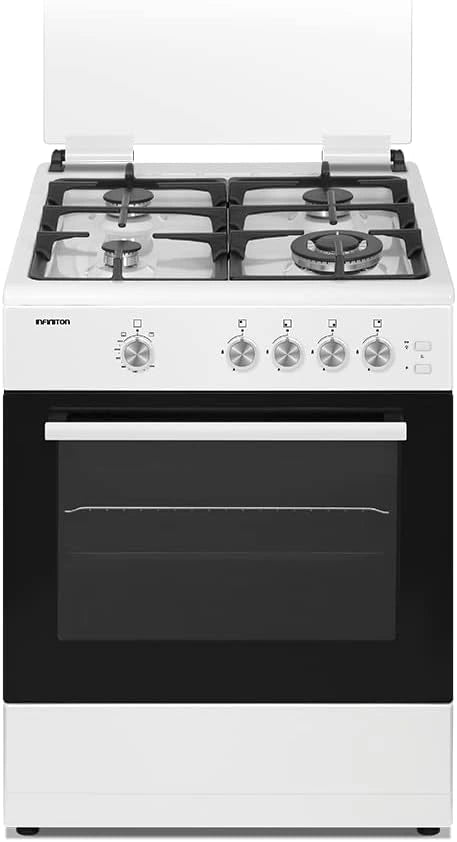 Cocina de Gas INFINITON CC60BLE 60cm, 4 Quemadores con Seguridad, Blanca