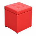 Taburete otomano rojo de piel sintética con almacenamiento 30x30x35 cm