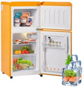 Frigor¨ªfico Retro Doble Puerta, 60L, Congelador 22L, Eficiencia Clase E, Rojo