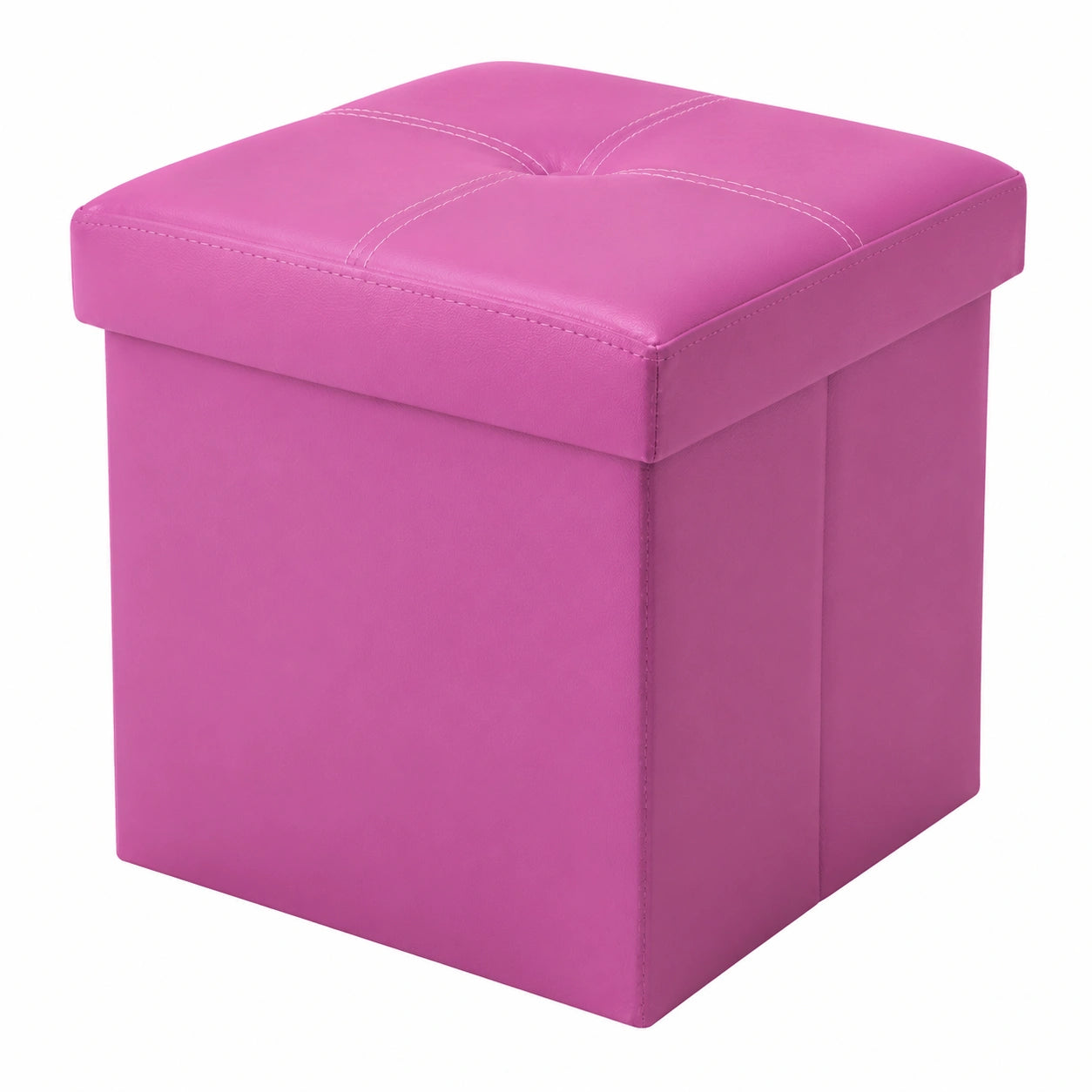 Taburete Puf con Almacenamiento Plegable de Cuero