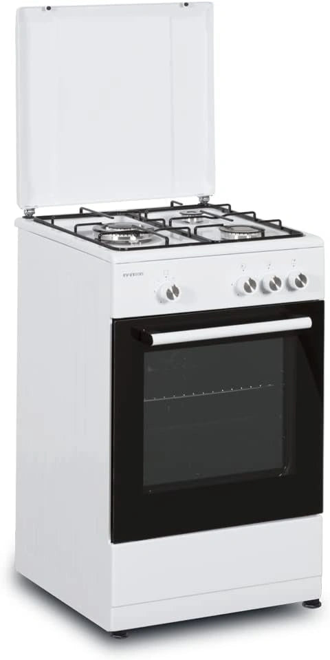 Cocina de Gas INFINITON 50cm, 3 Quemadores, Blanco, Seguridad FFSD, Compatible con Gas Natural y Butano