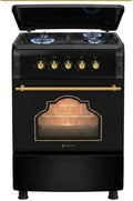 Cocina de Gas Solthermic 50 cm Negra con Mandos Dorados, 4 Fuegos y Encendido Autom¨¢tico