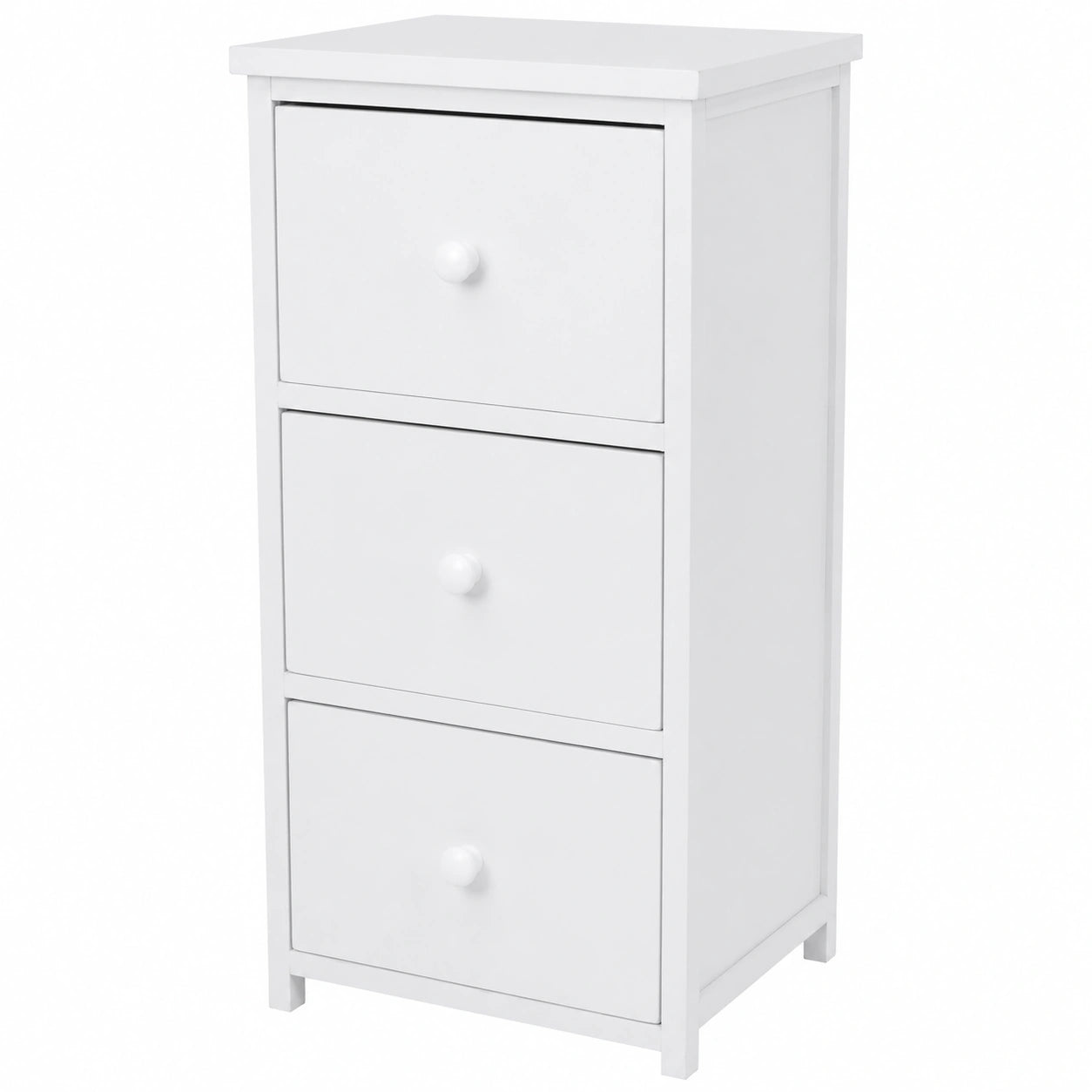 Cajonera Blanca Moderna 3 Cajones para Hogar, MDF y Cedro, 60x30x24cm