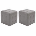 Conjunto de 2 pufs gris de piel sintética 30x30x30 cm
