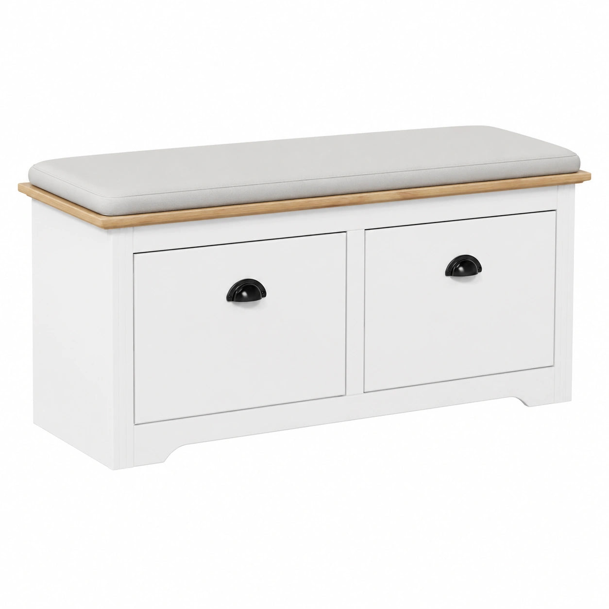 Banco de Almacenamiento Multifuncional BODO Blanco y Marrón 114x40x45 cm para Sala y Dormitorio