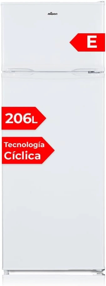 Refrigerador Nilson 2 Puertas Blanco 206 L, Puerta Reversible, Silencioso, Clase Energ¨¦tica E