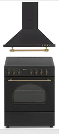 Set de Cocina Vitrocer¨¢mica con Horno y Campana Extractora Retro Negra 60 cm