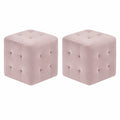 Juego de 2 Pufs de Terciopelo Rosa, 30x30x30 cm, Ideal como Reposapiés o Decoración