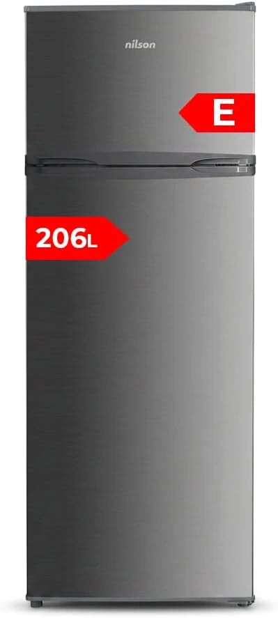 Refrigerador NILSON Doble Puerta Inoxidable 206L, Puerta Reversible