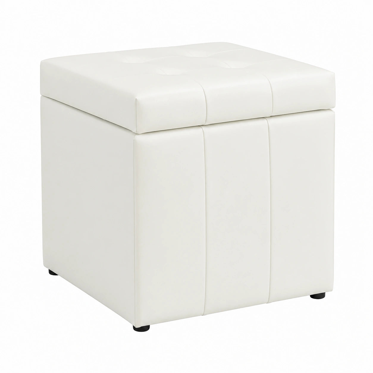 Puf Arcón Serafino de Cuero Sintético en Blanco