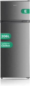 Svan Frigor¨ªfico Doble Puerta Inoxidable, 206L, Puerta Reversible, Silencioso, Clase Energ¨¦tica E
