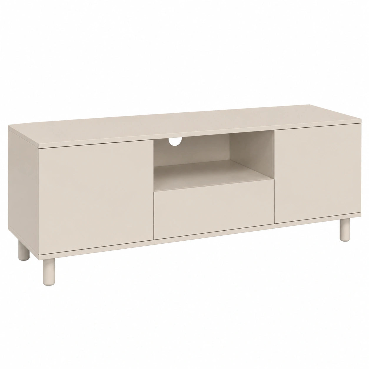 IDMarket - Mueble para TV 140 cm Bertiille con 3 Puertas de Madera Beige