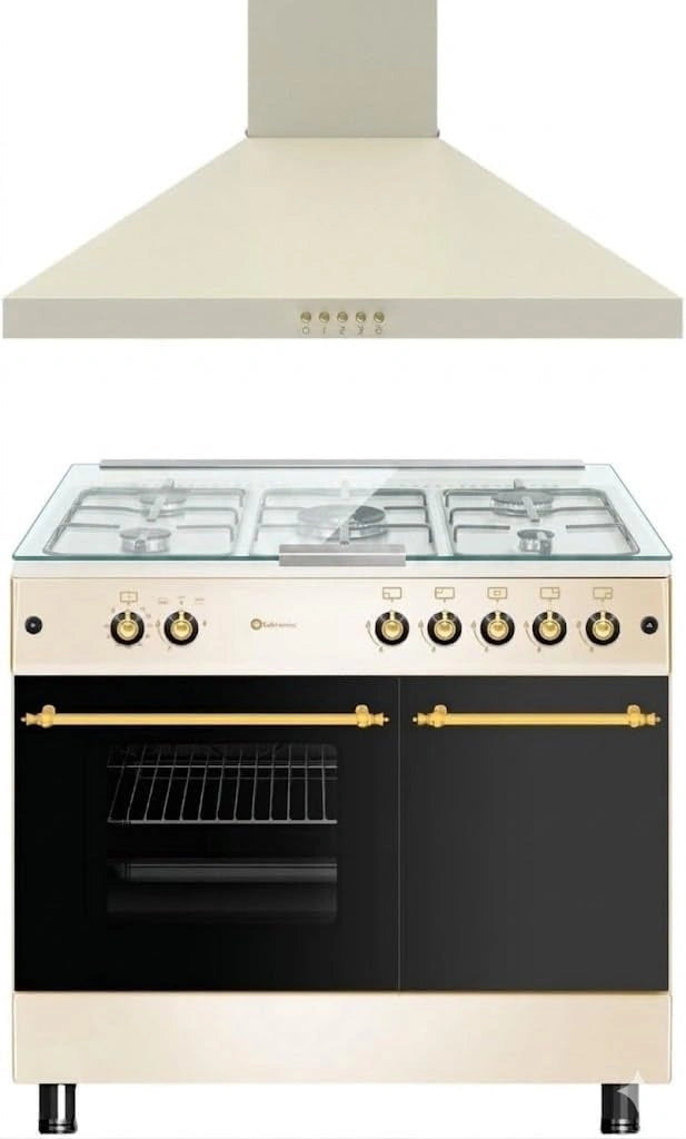 Set de Cocina Solthermic: Portabombona y Campana de 90 cm, Horno de Gran Capacidad, 5 Quemadores Premium