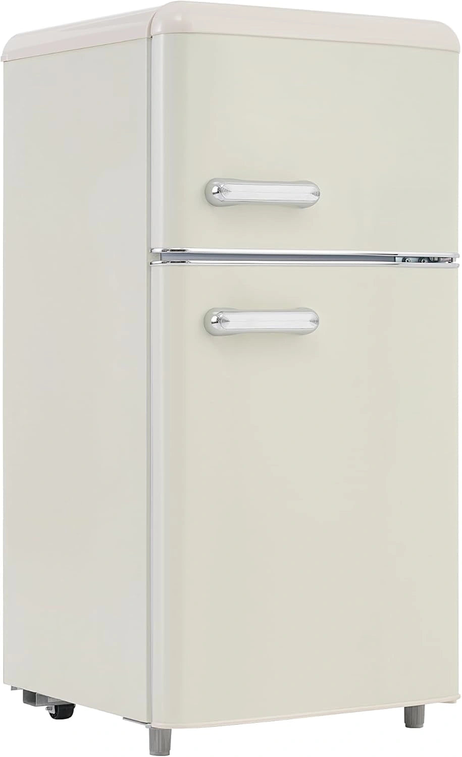 Frigor¨ªfico vintage con doble puerta, 72L, congelador 21L, eficiencia energ¨¦tica 120 kWh/a?o, iluminaci¨®n LED, varios colores
