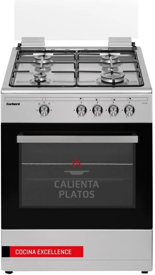 Cocina de Gas Corbero 60cm, 4 Fuegos, Inoxidable, 55L