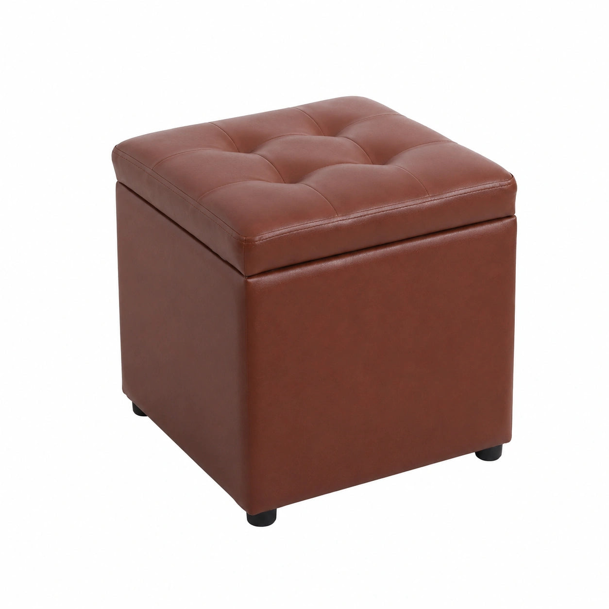 Puf otomano rosa de piel sintética, almacenamiento y asiento para hogar, 40x40x40 cm
