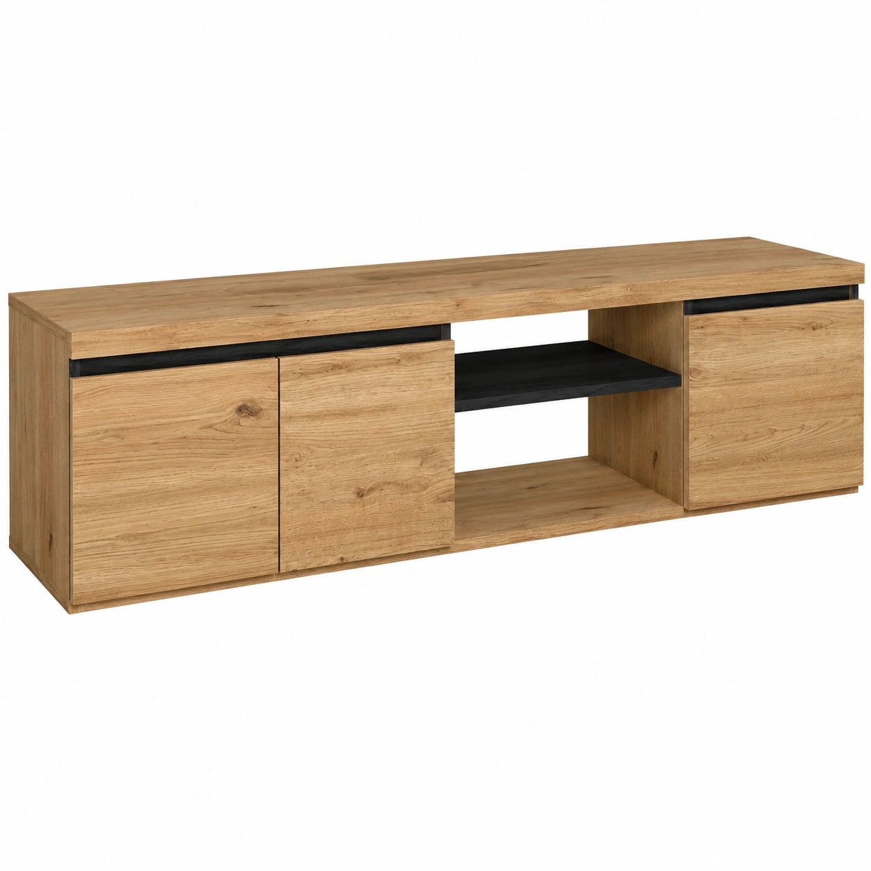 Mueble de TV Nórdico Roble y Negro 160 cm | Skraut Home