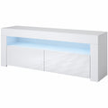 Mueble de TV Moderno con LED, Blanco Brillante, 140cm