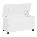 Banco de Almacenamiento con Ruedas de Pino Blanco 73x39,5x44 cm para Entrada y Dormitorio