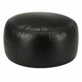 INLIFE Puf de Cuero de Cabra Negro, 60x30 cm, Reposapiés de Alta Durabilidad