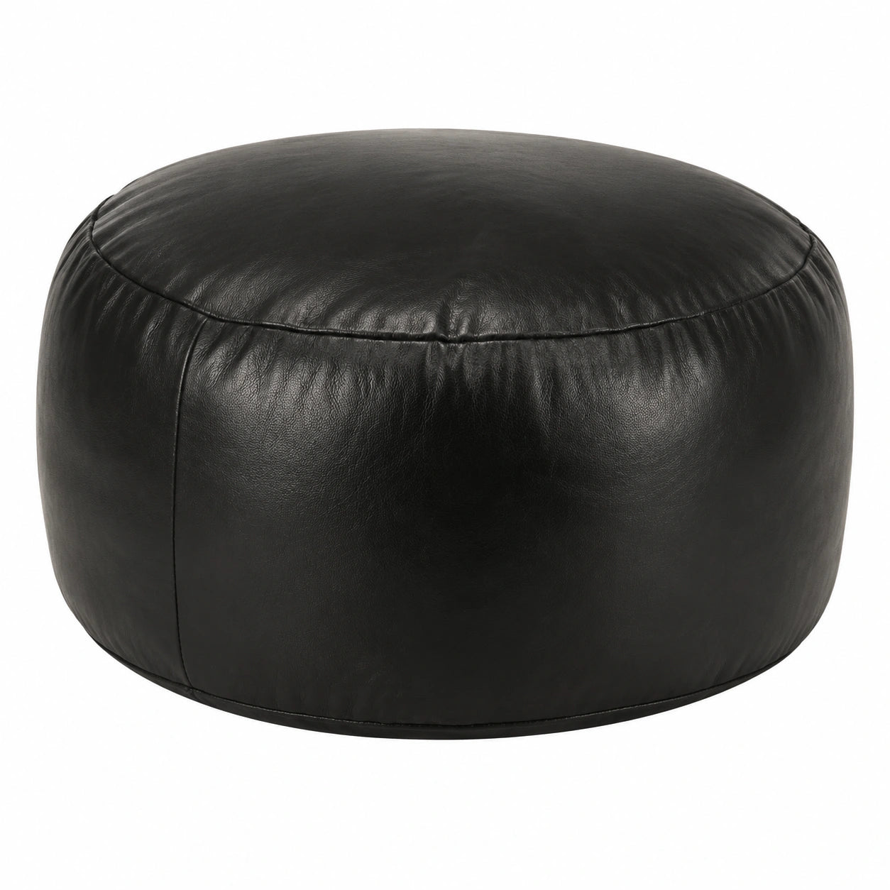 INLIFE Puf de Cuero de Cabra Negro, 60x30 cm, Reposapiés de Alta Durabilidad