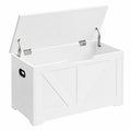 Banco de Almacenaje VASAGLE con Bisagras Seguras, Baúl Puff para Zapatos, Estilo Rústico, 40x80x46 cm, Ideal para Pasillo y Dormitorio, Blanco Nube