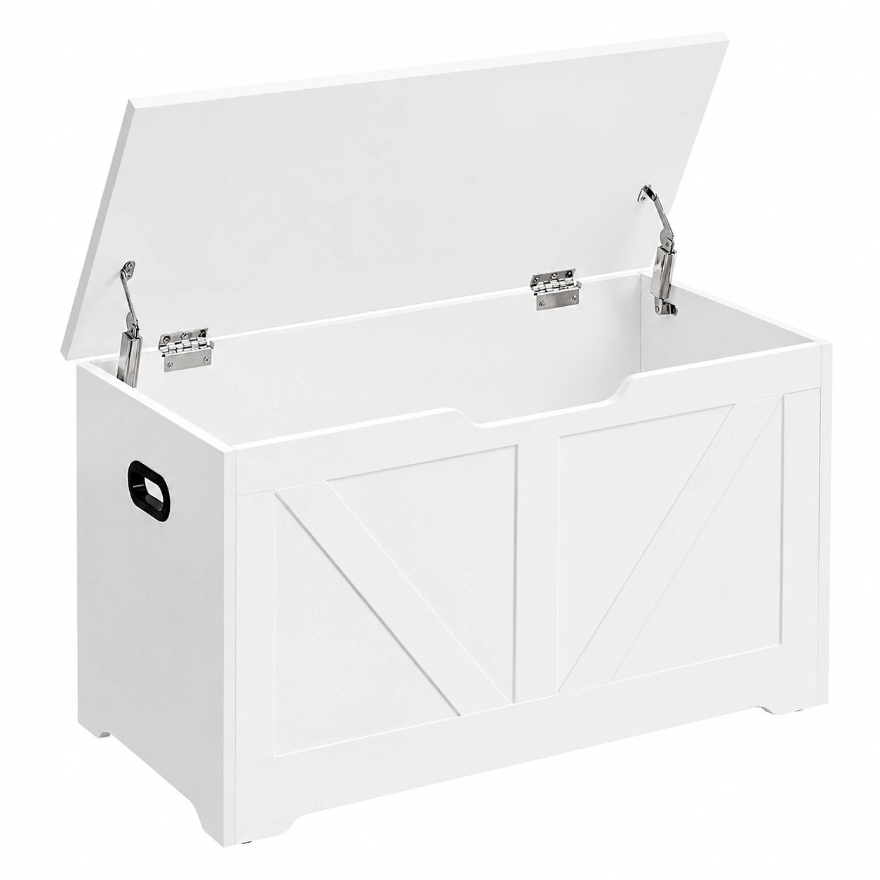 Banco de Almacenaje VASAGLE con Bisagras Seguras, Baúl Puff para Zapatos, Estilo Rústico, 40x80x46 cm, Ideal para Pasillo y Dormitorio, Blanco Nube