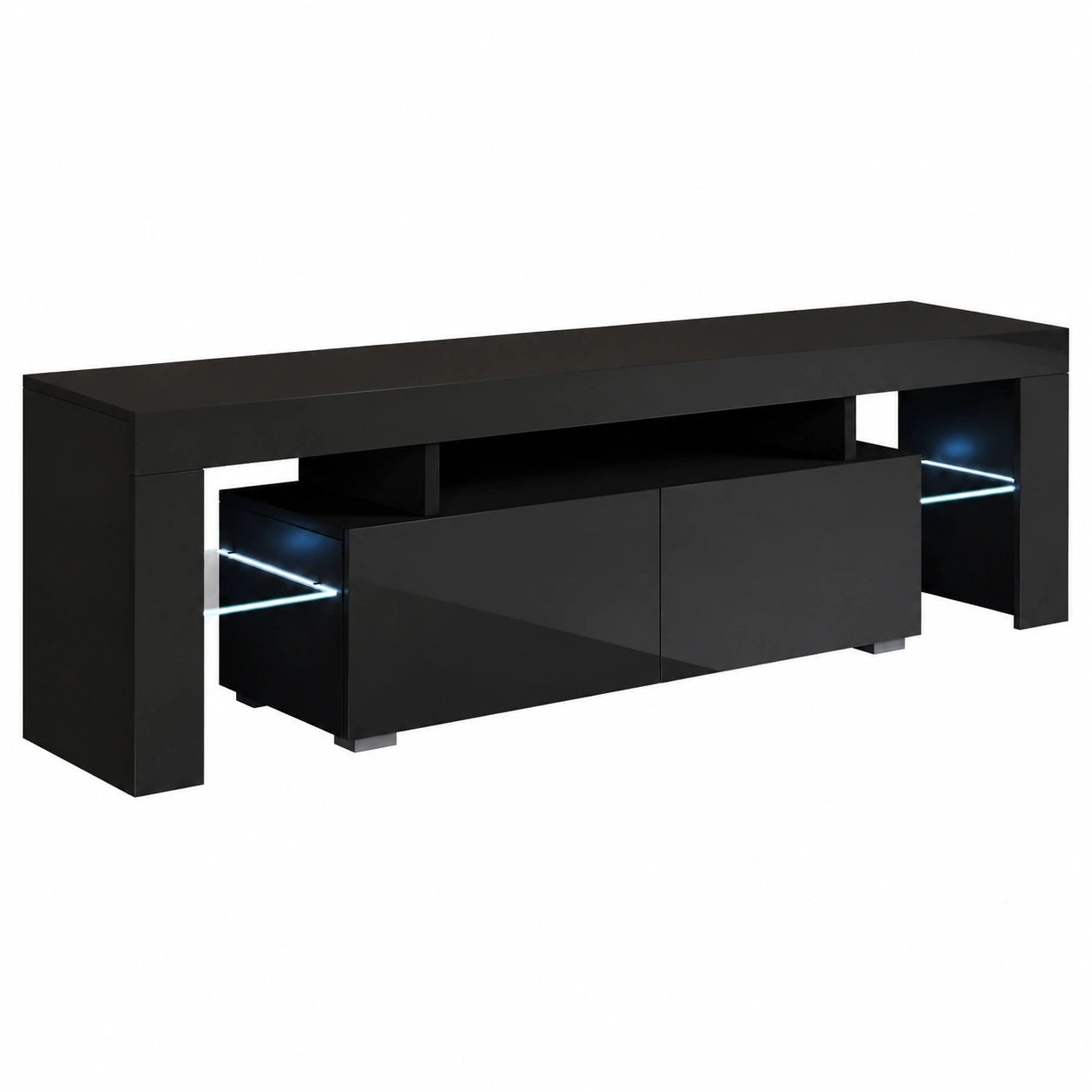Mueble para TV Unai con Iluminación LED y Acabado en Brillo Negro