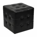 Juego de 2 Taburetes Cubo Negros de Cuero Sintético