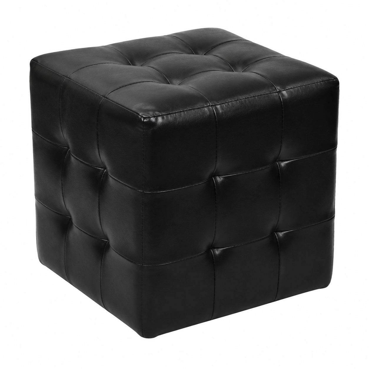 Juego de 2 Taburetes Cubo Negros de Cuero Sintético