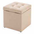 Taburete Puff Multifuncional Beige con Almacenamiento y Asiento