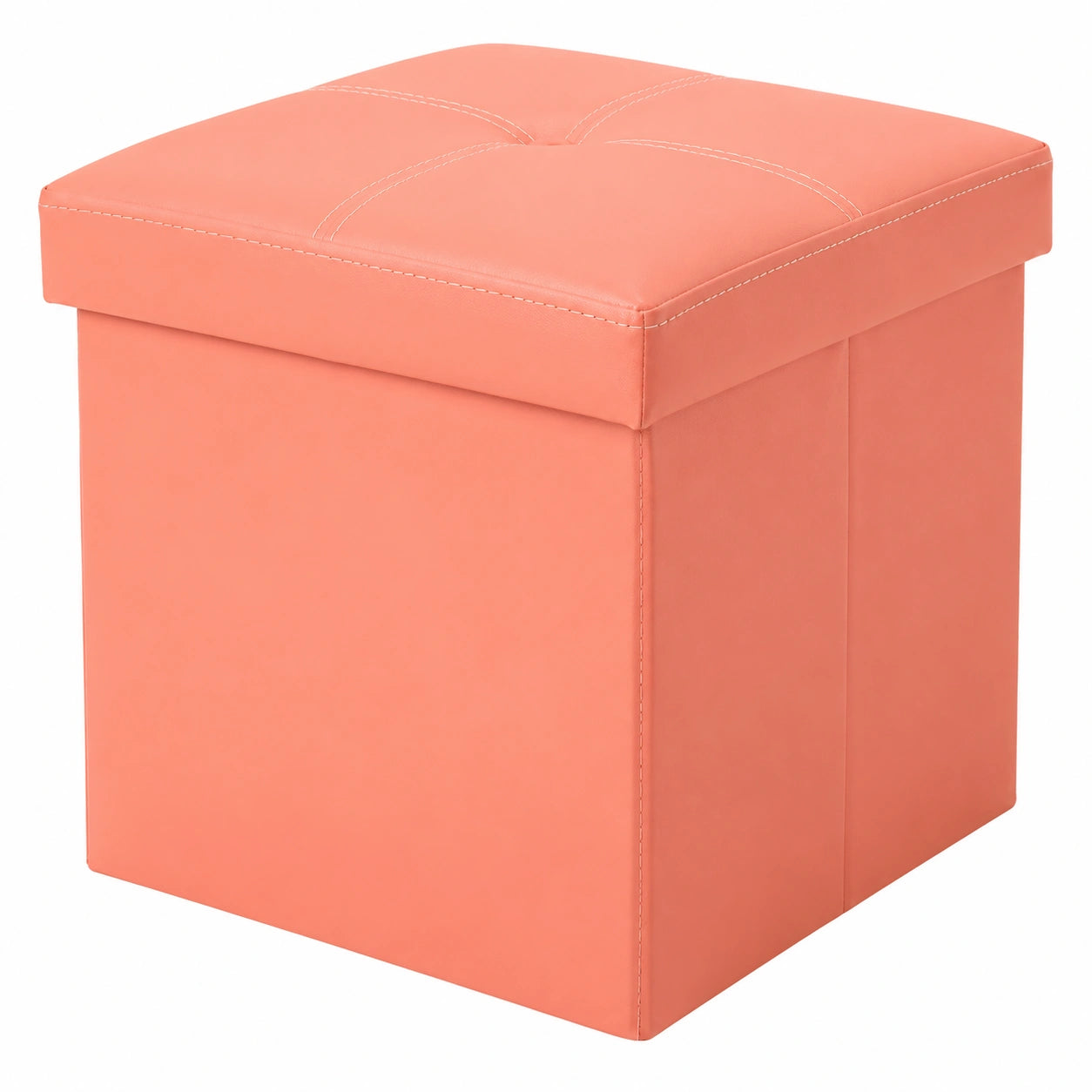 Taburete Puf de Almacenamiento Plegable de Cuero, Baúl para Juguetes y Zapatos, Reposapiés Multifuncional