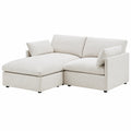 Sofá Esquinero Reversible y Modular Beige de 3 Plazas con Puf y Almacenamiento