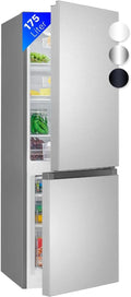 Bomann Frigor¨ªfico Combinado 175L, Energ¨ªa Clase D, Silencioso 39 dB, 3 Estantes y 3 Cajones, Puerta Reversible, Acero Inoxidable