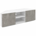 Mueble de TV de Esquina 110 cm Blanco con Puertas de Hormigón