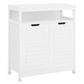 SoBuy Mueble Auxiliar de Baño con Estante Abierto y Puertas, Blanco, 70 x 35 x 90 cm
