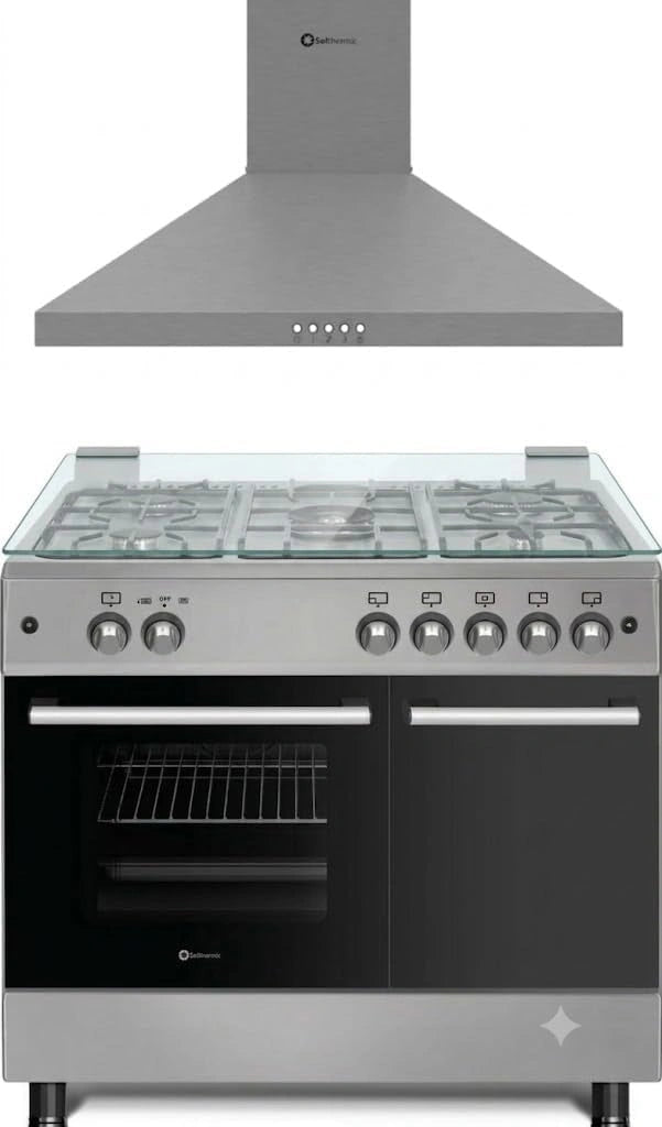 Conjunto Cocina a Gas 90 cm con Campana Extractora Silenciosa de 650 m3/h, Solthermic